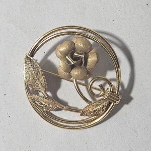 Vintage Elegant Gold-tone  Floral Rose Flower  Brooch Pin